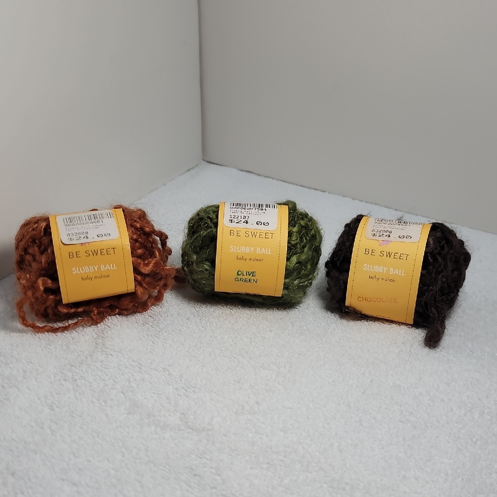 Be Sweet Slubby Ball Yarn Set - Olive Green, Chocolate, Copper